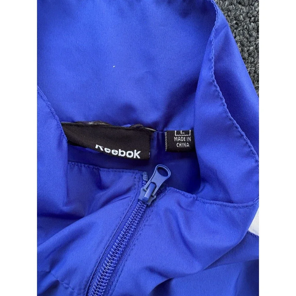 Reebok Men’s Large Blue Gray Windbreaker Track Jacket Toys For Tots Embroidered